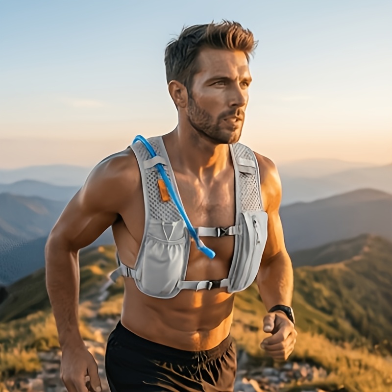 Running Gear Vest - Effenkleurige, ademende, lichtgewicht hardloopvest-rugzak met meerdere